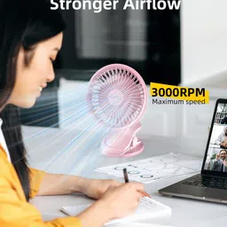 UN1QUE Portable Clip on Fan Battery Operated, 6 Inch Powerful USB Table Fan, 3 Speed Portable Clip on Fan Battery Operated, 6 Inch Powerful USB Table Fan, 3 Speed USB Air Cooler image 4