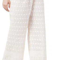 sreeya Women Relaxed White Cotton Blend Trousers-picture-17