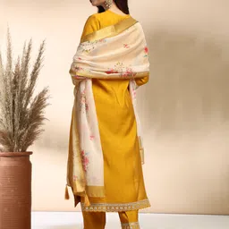 mokosh Women Silk Blend Kurta Pant Dupatta Set image 2