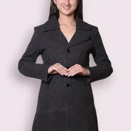 troo blue Women Solid Double Breasted Casual Blazer image 1