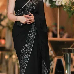 b bella creation Self Design, Solid/Plain Bollywood Georgette Saree-picture-30