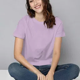 adyavastram Pack of 2 Women Solid Round Neck Cotton Blend Multicolor T-Shirt image 5