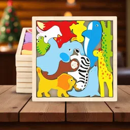 vhd Multicolor Wooden Animal Puzzle – Fun & Educational Toy for Kids W137-picture-29