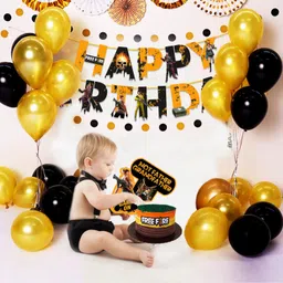 zyozi Free Fire Theme Party Supplies for Boy Birthday Decorations Favors With Banner,Photo Booth and Balloons( pack of 49) image 3