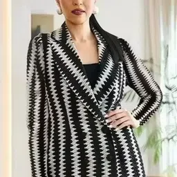 lahaba Cotton Blend Striped Coat For Women-picture-10