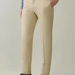 raymond Men Slim Fit Beige Polyester Trousers image 2