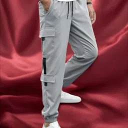 the pvr clothing Men Slim Fit Grey Cotton Blend Trousers-picture-10