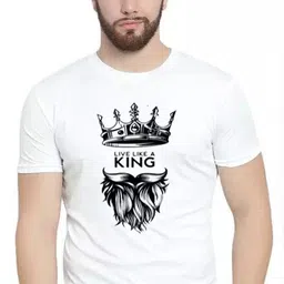 trendync Men Printed Round Neck Polyester White T-Shirt image 3