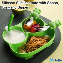 funblast Baby Feeding Set with Spoon, Fork and Sipper for Kids - Silicone image 5