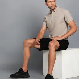 alan jones Men Solid Polo Neck Polyester Grey T-Shirt image 4