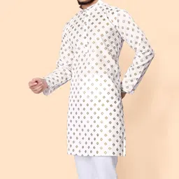 rhinefab Men Printed Cotton Blend Straight Kurta image 3