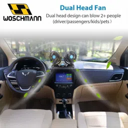 woschmann Car Fan 12V 360 Degree Rotatable Dual Head 2 Speed Quiet Strong Dashboard Auto Cooling Air Fan - for DC TCA Car Interior Fan image 2