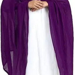 shaneka Chiffon Solid Purple Women Dupatta image 2