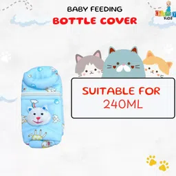 chinmay kids Soft Baby Feeding Bottle Cover | Zip Closure 240ml | Nursery Print (Pack of 2) image 2