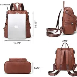 jaisom Small 20 L Laptop Backpack Small 18 L Laptop Backpack Purse Travel Vintage PU Leather Bag For Women image 4