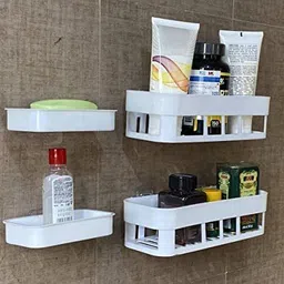 qxore Multi use Rack, Bathroom Shelf, Bathroom Stand,Bathroom Accessories Plastic Wall Shelf image 2