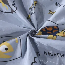 arrabi Grey Cartoon Printed 300 TC Cotton Blend Single Bedsheet with 1 Pillow Cover image 3