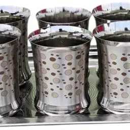 lalit Glass Tray stainless steel water glass Serving Set Glass Tray Set-picture-20
