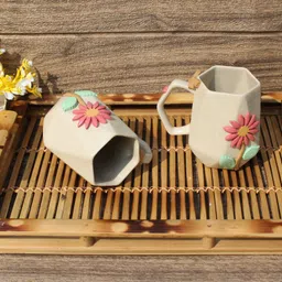 laghima jadon Coffee/Tea/Milk/ Big Size Diamond Cut & Flower 3D Designs Like Girls & Women Ceramic Coffee Mug image 2