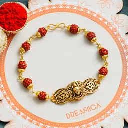 dreamica Bracelet Rakhi For Brother - 04 Assorted Rakhi, Chawal Roli Pack, Greeting Card Set image 2
