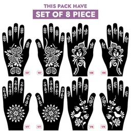 Apcute Mehndi design sticker for hand Latest Mehandi Design Stencils for Girls, womens, kids, unisex Design NO - Apcute-New-137-138-177-178 image 3