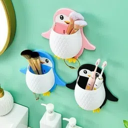 shreejee Plastic Penguin Design Wall Mounted Storage Organizer for Bathroom/Kitchen Etc x3.202 Storage Basket-picture-42