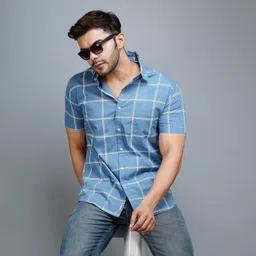 apuesto Men Slim Fit Checkered Spread Collar Casual Shirt-picture-15