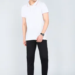 peter england Men Regular Fit Black Cotton Blend Trousers image 2