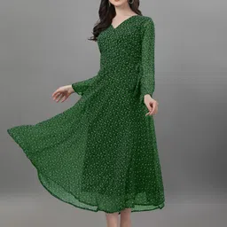 fashion2wear Women A-line Green Midi/Calf Length Dress-picture-21