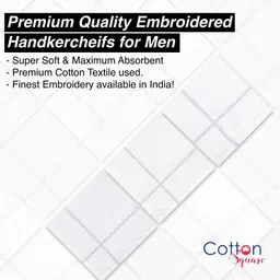 Cotton Square 100% Pure Cotton Handkerchiefs Hanky for Men ["White"] Handkerchief image 3