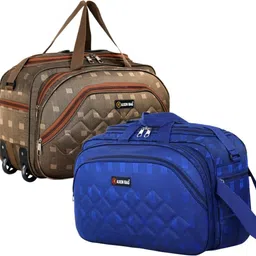 axen 50 L Strolley Duffel Bag - Combo Set of 2, Unisex Travel Bags Light Weight Small Travel Duffel Bag - Blue, Brown - Regular Capacity-picture-27