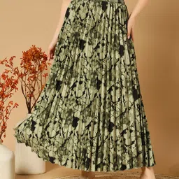 zwerlon Women Dyed A-line Dark Green Skirt-picture-15