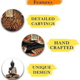 kunti craft Vastu Fangshui Religious Idol of Lord Gautam Buddha Statue Idols Decorative Showpiece - 18 cm image 4