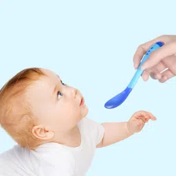 nanny penny 2PCS Infant Baby Fork and Spoon Set Baby Feeding Learning Temperature Sensing- Silicone image 4