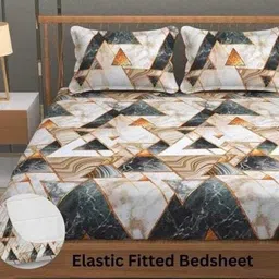 kajims Cotton Double Fitted (Elastic) 210 TC Floral Bedsheet image 2