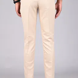 mancrew Men Regular Fit Cream Cotton Blend Trousers image 2