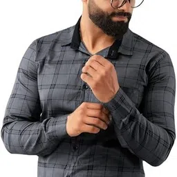fatty mouse Men Regular Fit Checkered Spread Collar Casual Shirt-picture-43