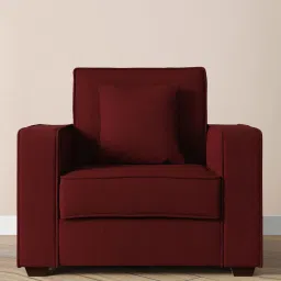 woodsworth from pepperfry Hugo Fabric 1 Seater Sofa In Garnet Red Colour image 1