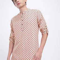 anouk rustic Men Floral Print Polyester Straight Kurta-picture-12