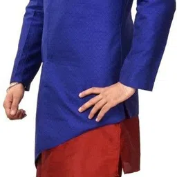sg Men Art Silk Kurta Pant Ethnic Jacket Set image 3