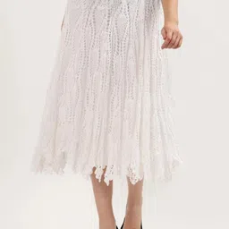 Women Self Design Regular White Skirt-image-75