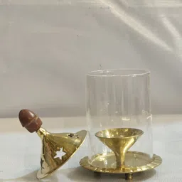 divine art Brass & Glass Diya Brass Table Diya image 3