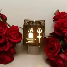 shrihari Electrical Camphor Carved Pattern Wooden Kapoor Dani & Essential Oil Diffuser Wooden, Plastic, Steel Incense Holder image 2