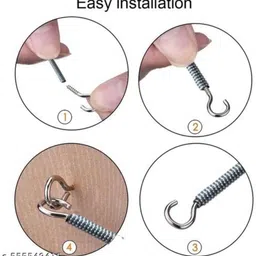 tridev enterprises 500 cm spring wire cable anf 10 free hooks Curtain Ring with Hook image 3