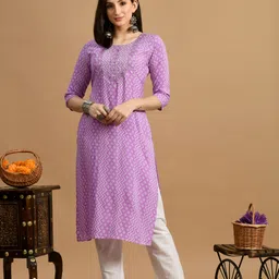 metafab Women Embroidered Viscose Rayon A-line Kurta-picture-11