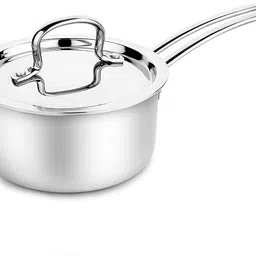 dog boss Stainless Steel Saucepan with Lid – Boiling Pan for Milk, Tea, Water & Soup Sauce Pan 14 cm diameter with Lid 1.2 L capacity image 1
