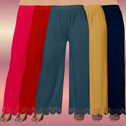kiran impex Pack of 5 Women Straight Fit Multicolor Lycra Blend Trousers-picture-15