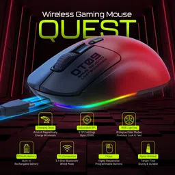 Archer Tech Lab Quest Wireless OpticalGaming Mousewith Bluetooth image 2