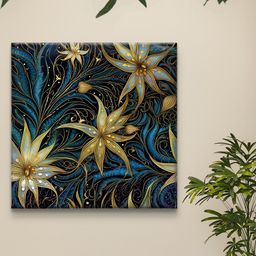 Myntra Elegant Homes Black & Gold-Toned Flowers Canvas Wall Art-picture-5