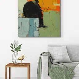 999Store Black & Orange Pensive Figure Canvas Painting Wall Art-picture-23